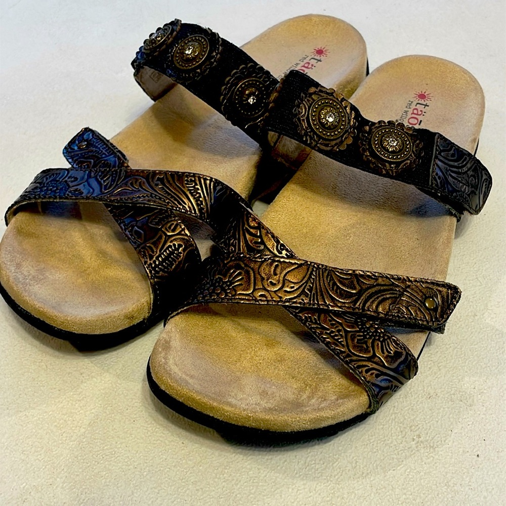 Taos Bronze Jeweled Sandals
